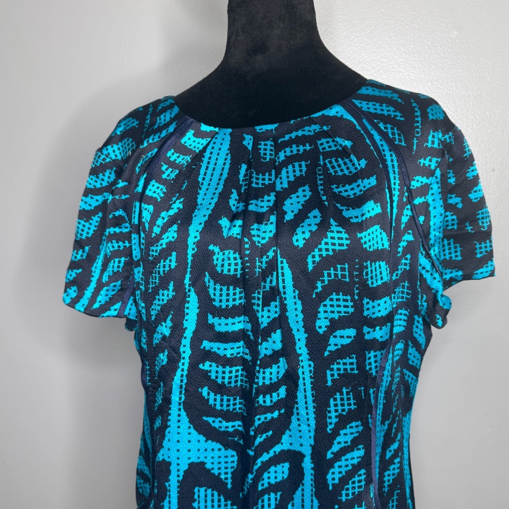 Tory Burch Silk Dress Size 12 | Blue & Black Pattern | Pre-Loved